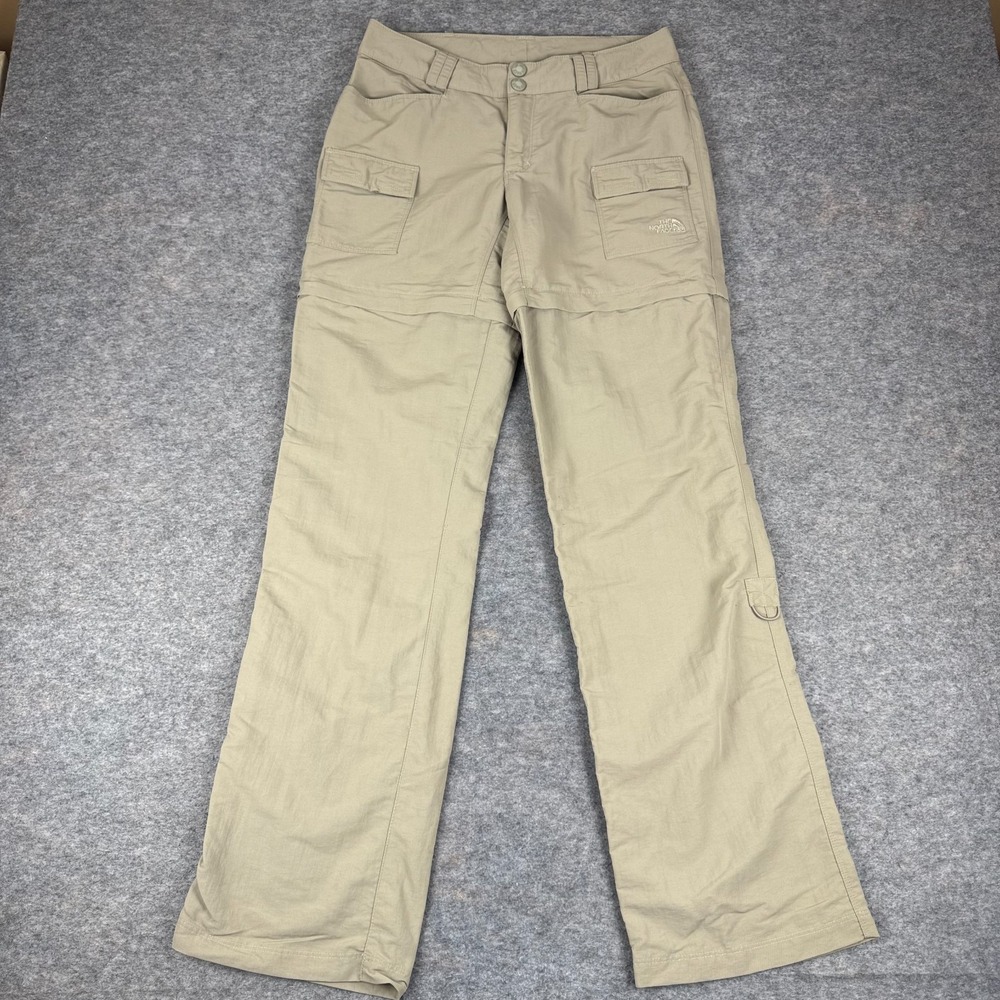 The North Face Convertible Pants 33" Pockets Nylon Khaki Womens 4 Long *